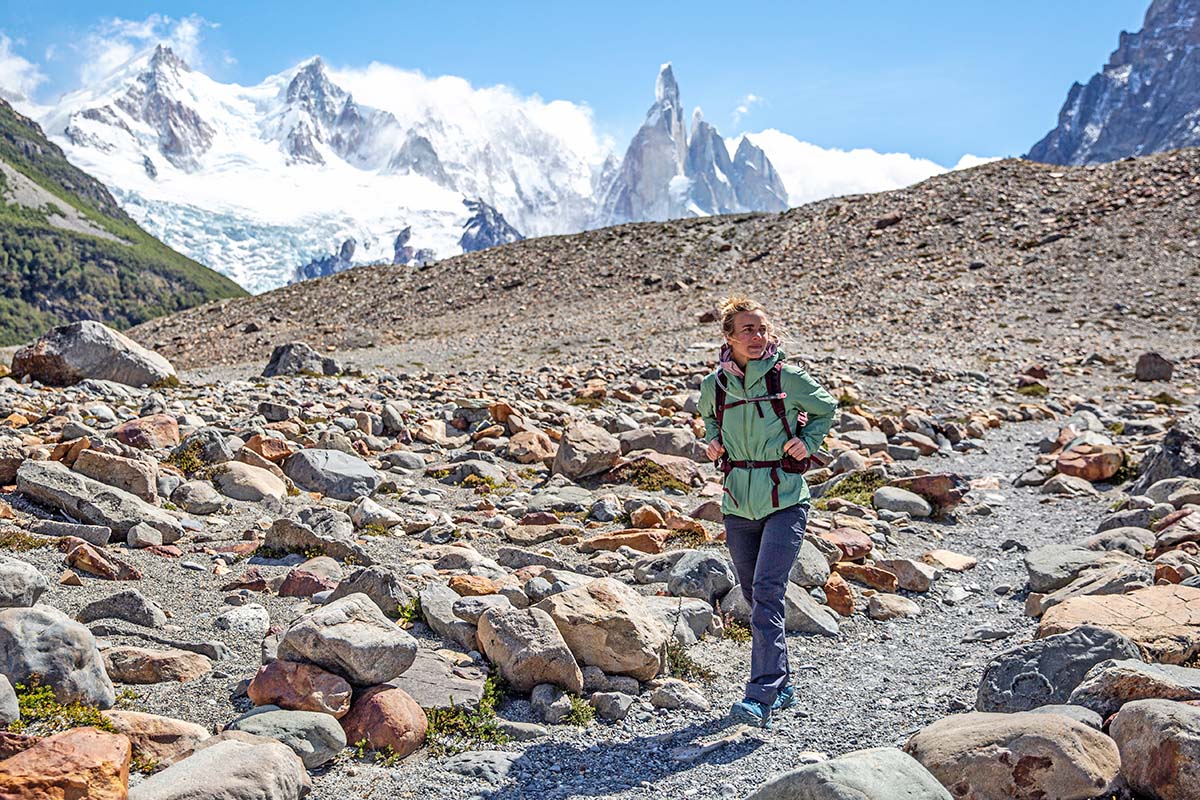 Hiking away from Cerro Torre (Scarpa Rush hiking shoe)